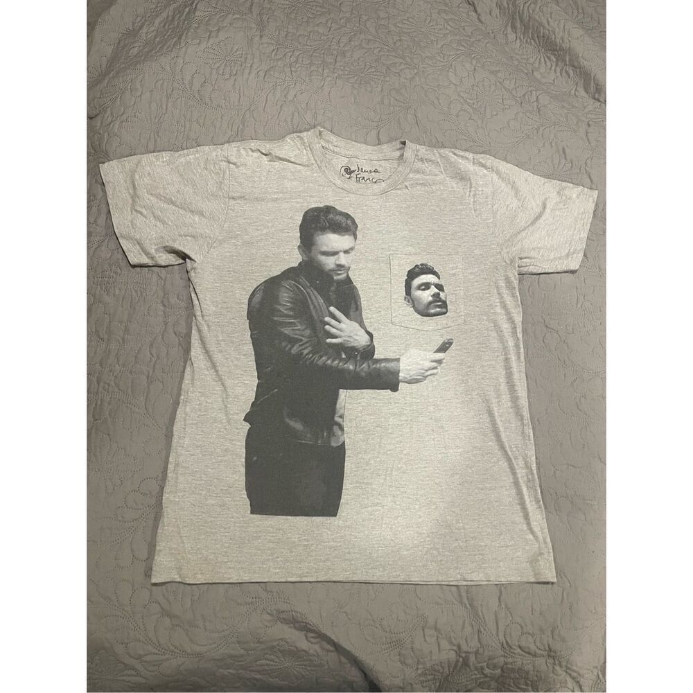James Franco Selfie Gray T Shirt  Medium
